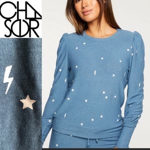 CHASER starry bolts top sweatshirt pullover sz L NWT